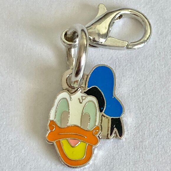 Vintage Disney Happy Donald Duck Clip On Charm Zipper Pull Bag Purse Signed Back - Picture 2 of 7